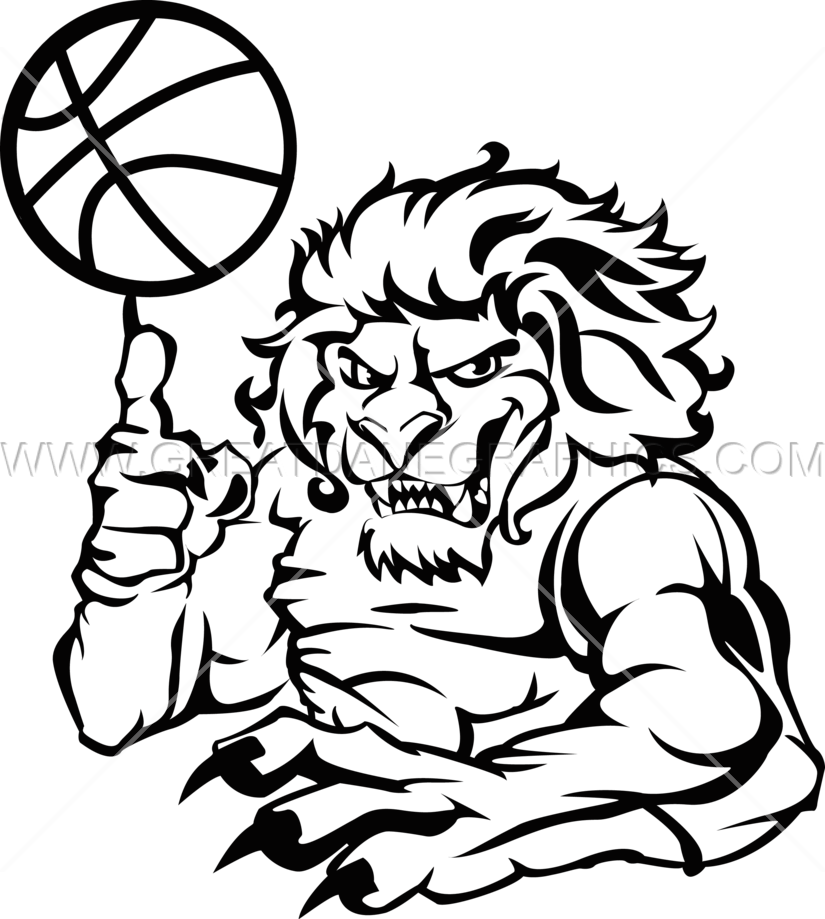 Basketball Lion - Drawing Lion Basketball (825x919), Png Download