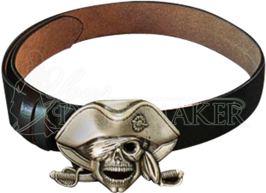 Pirate Skull Buckle Belt - Your Dressmaker Black Leather Belt And Pirate Captain (550x550), Png Download
