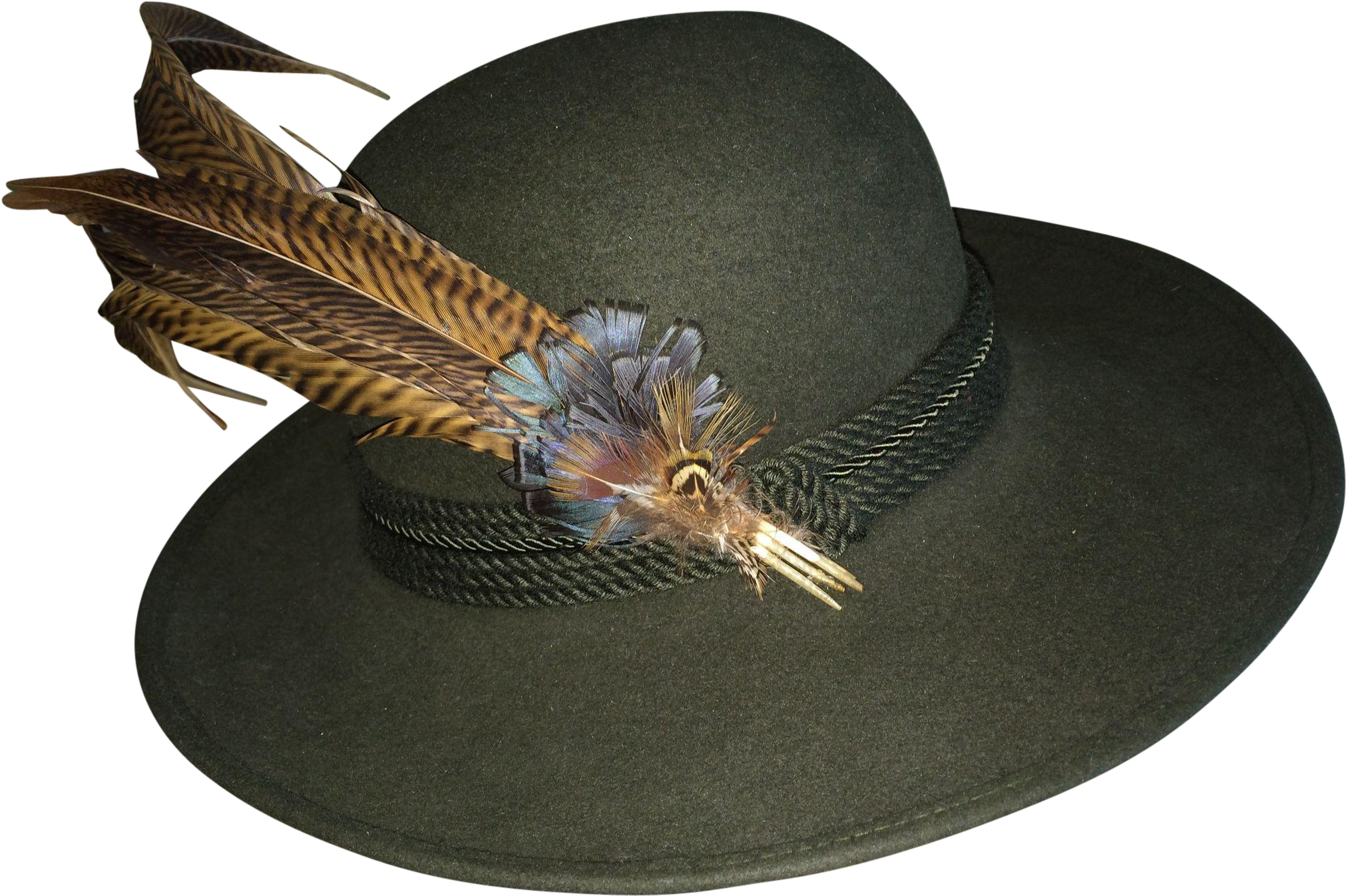 Vintage Loden Green Felt Alpine Tyrolean Ladies Dress - Ladies Hat No Background (2021x2021), Png Download