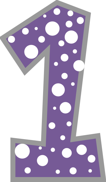 Number Dark Purple And Grey Polkadot Clip - Number 1 Clipart (342x590), Png Download
