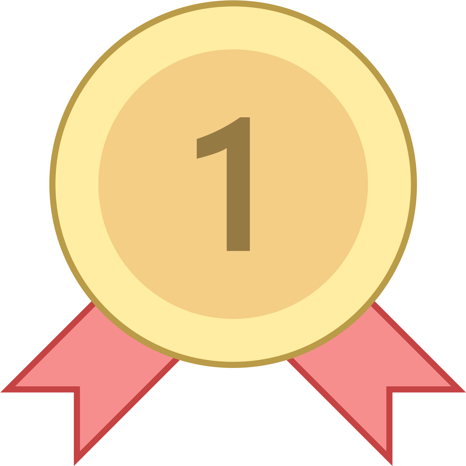 This Is A Picture Of An Award Ribbon For Being Number - Icon (1600x1600), Png Download