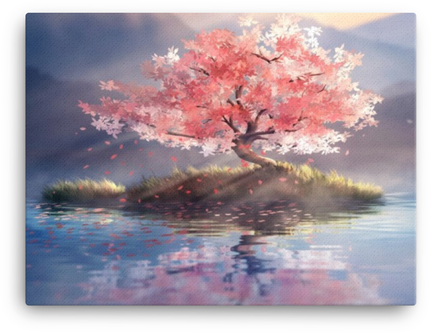 Limited Edition Cherry Blossom Tree Island Canvas - Cherry Blossom (1000x1000), Png Download