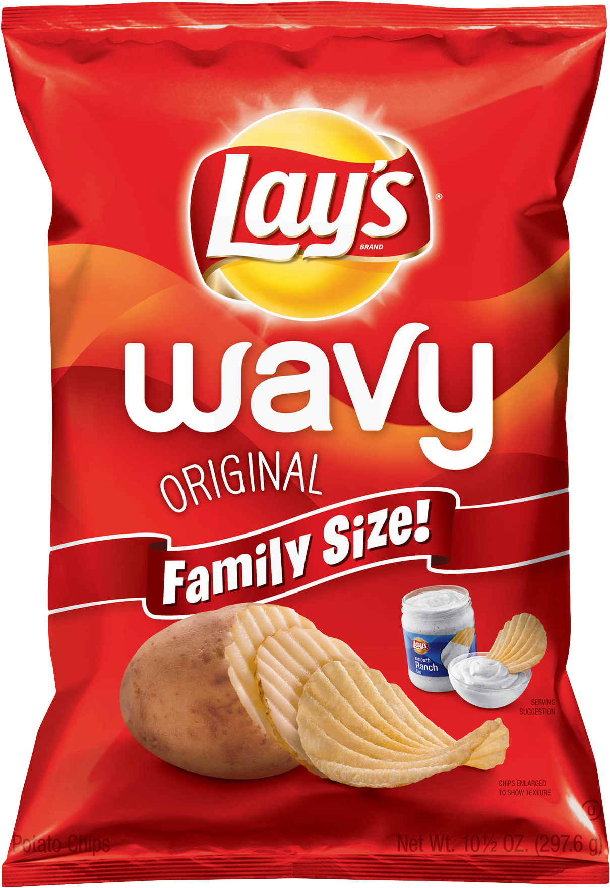 Lays Classic Potato Chips Packet Png Image - Family Size Wavy Lays (500x689), Png Download