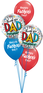 Happy Fathers Day Thank You Balloon Bouquet - Balloon (280x480), Png Download