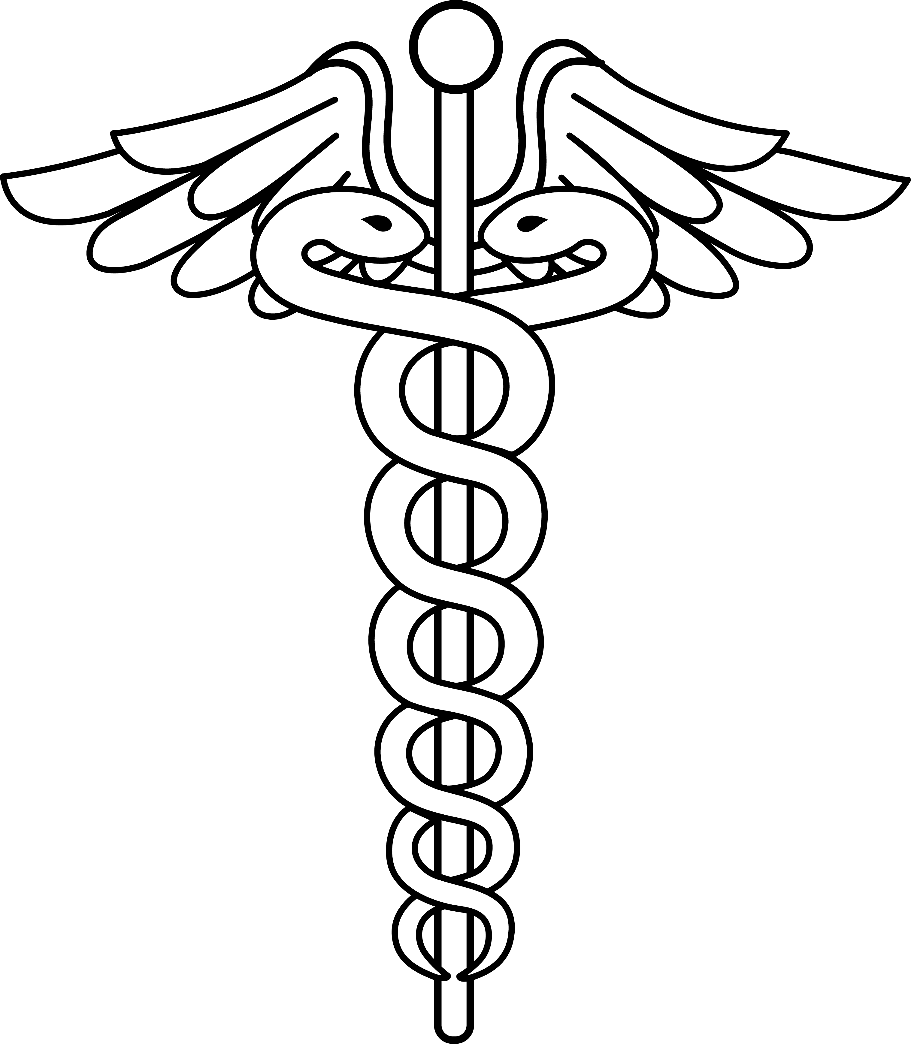 Clipart Free Download Caduceus Medical Logo Lineart - Medical Logo White Png (3034x3478), Png Download