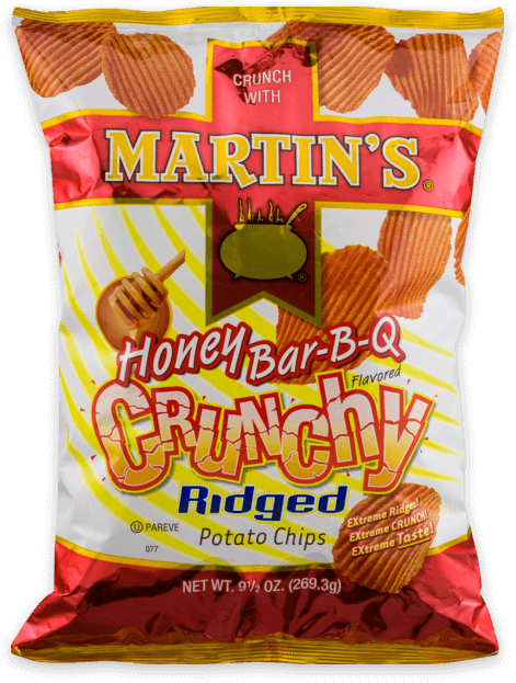 Martin's Crunchy Ridged Potato Chips - Martins Crunchy Ridged Honey Bbq Potato Chips - 4 Oz (740x834), Png Download