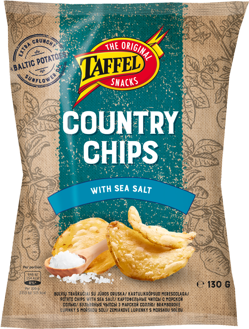 Potato Chips With Sea Salt - Taffel (1106x1500), Png Download