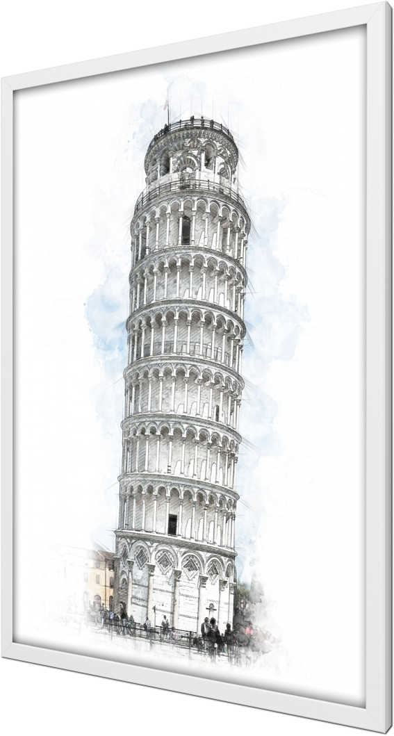 Leaning Tower Of Pisa Sketch - Leaning Tower Of Pisa (567x1059), Png Download