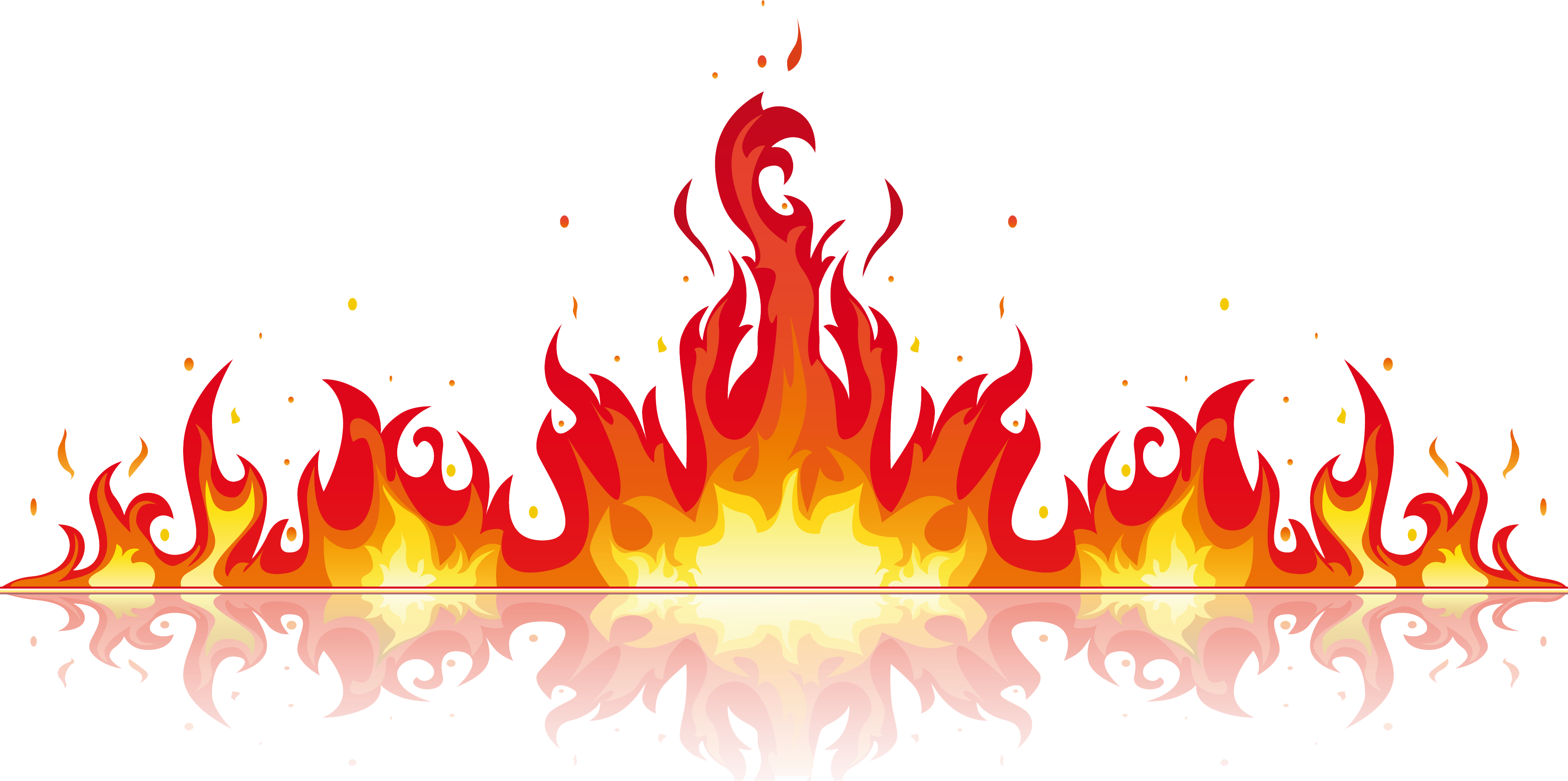 Real Fire Png - Fire Flame Vector Png (3683x1835), Png Download