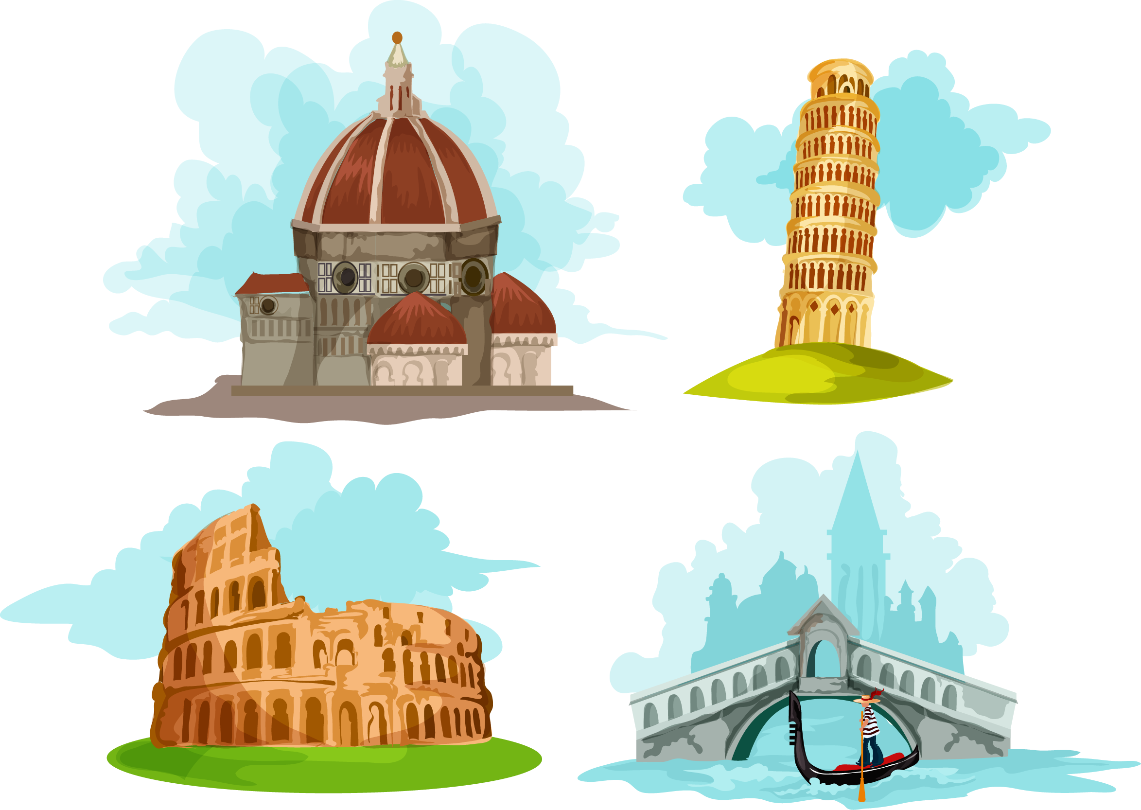 Leaning Tower Of Pisa Working On The Statue Of Liberty - Pisa Tower Vector Png (2347x1666), Png Download