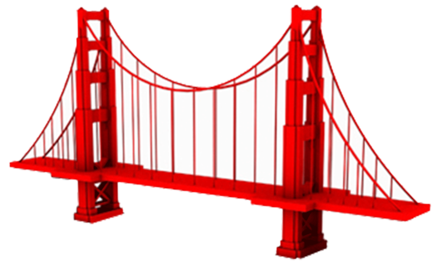 Elevated Medium Golden Gate Bridge (1000x1000), Png Download
