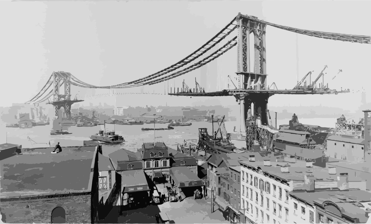 Golden Gate Bridge Suspension Bridge Empire State Building - Manhattan Bridge 1909 (1243x750), Png Download