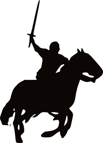 Knight Clipart Horse Silhouette - Knight On Horse Silhouette (356x494), Png Download