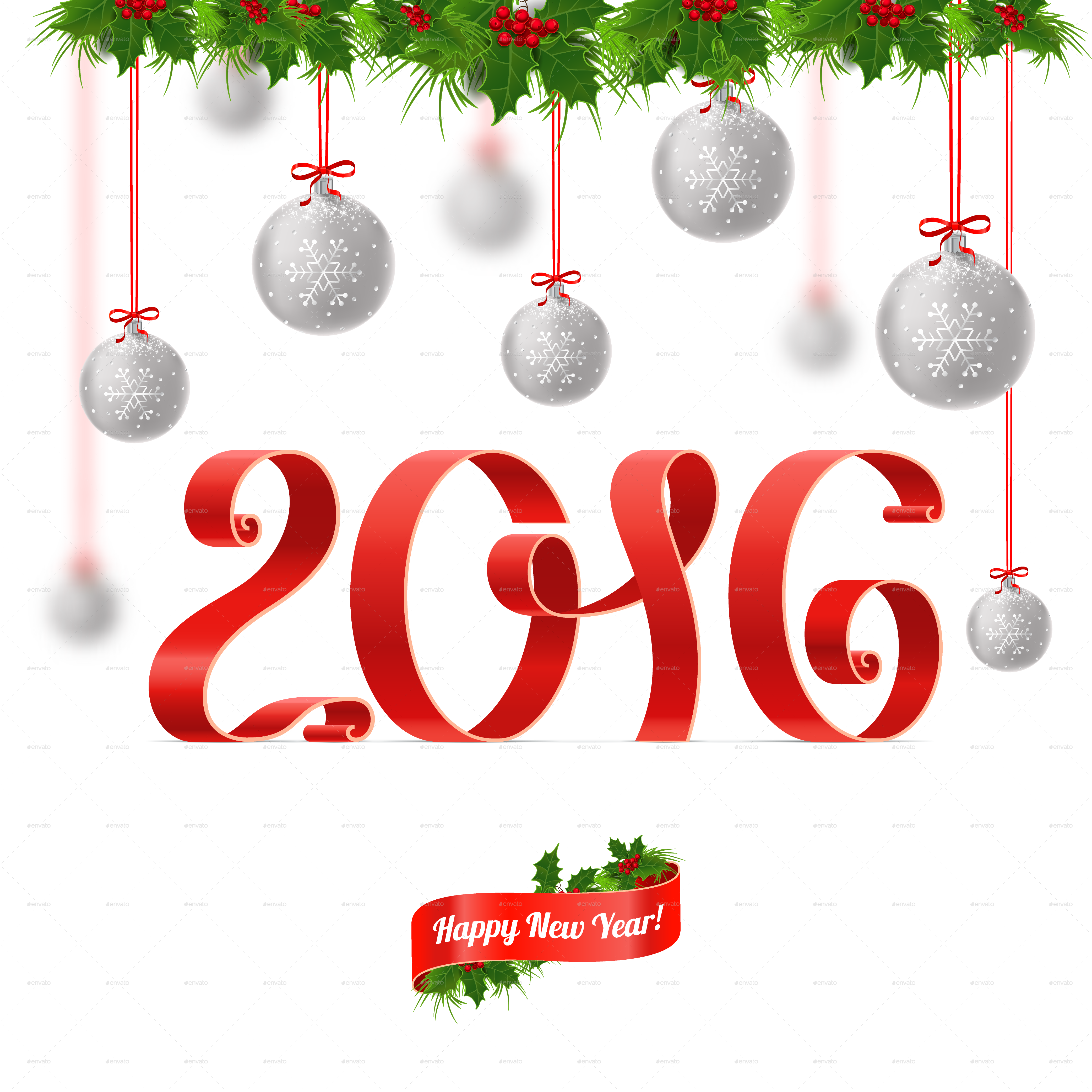 Merry Christmas And Happy New Year - Merry Christmas Balls And Happy New Year Transparent (4167x4167), Png Download