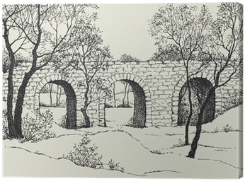 Landscape Sketch Of An Old Stone Bridge In The Forest - Landscape Sketch (400x400), Png Download