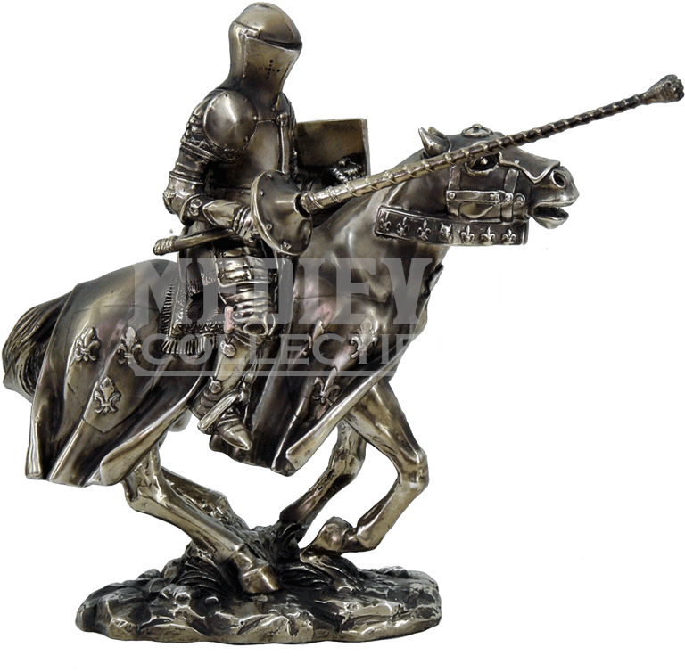 Medieval Knight Png Pic - 8.5 Inch Armored Knight With Lance On Horse Resin Statue (850x850), Png Download