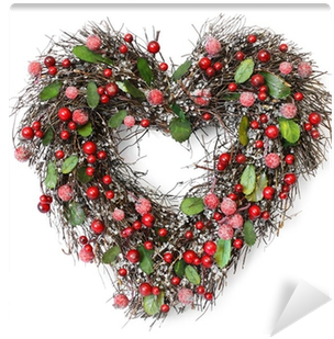 Heart Shaped Christmas Garland With Red Berries And - Kerstkaart Met Verdriet (400x400), Png Download