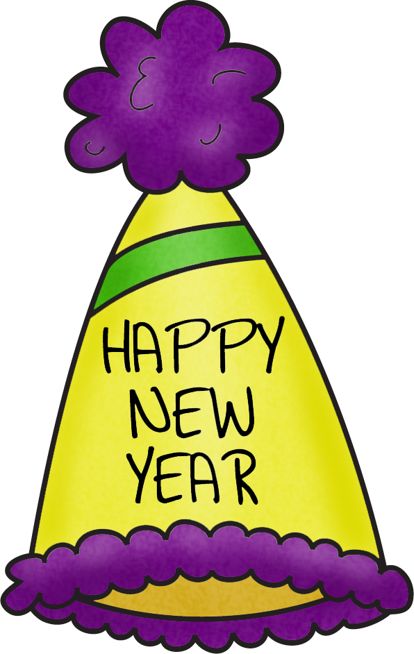 Happy New Year Hat Clipart - New Years Party Hats Clip Art (596x942), Png Download