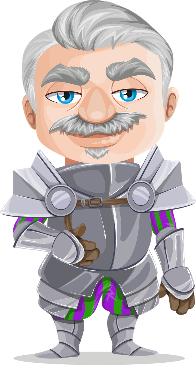 Knight Free To Use Clipart - Old Man Knight Cartoon (689x1280), Png Download