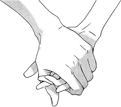 Love Cute Black And White Hands Care Shadow Holding - Holding Hands Art (500x350), Png Download