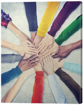 Group Of Human Hands Holding Together Canvas Print - Zusammen Hände Halten (400x400), Png Download