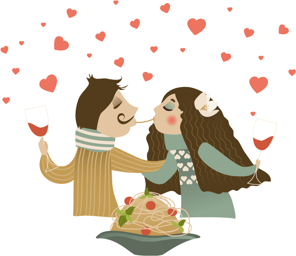 Hand Drawn Cartoon Couple Kissing Decorative - Cartoon (1024x1024), Png Download
