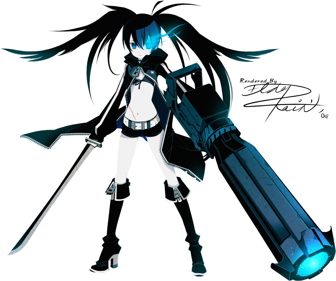 Kshooter01 - Black Rock Shooter (1365x1142), Png Download