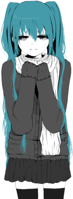 Anime Girl And Hatsune Miku Image - Anime Girl Crying Png (500x653), Png Download