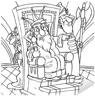 King Sitting In His Throne Surrounded By Courtiers - King (400x400), Png Download