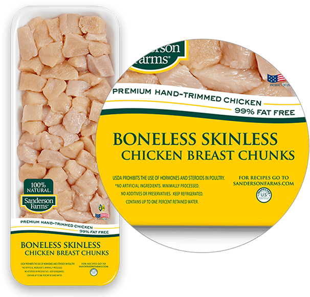 Premium Boneless Skinless Breast Chunks - Chicken (709x758), Png Download