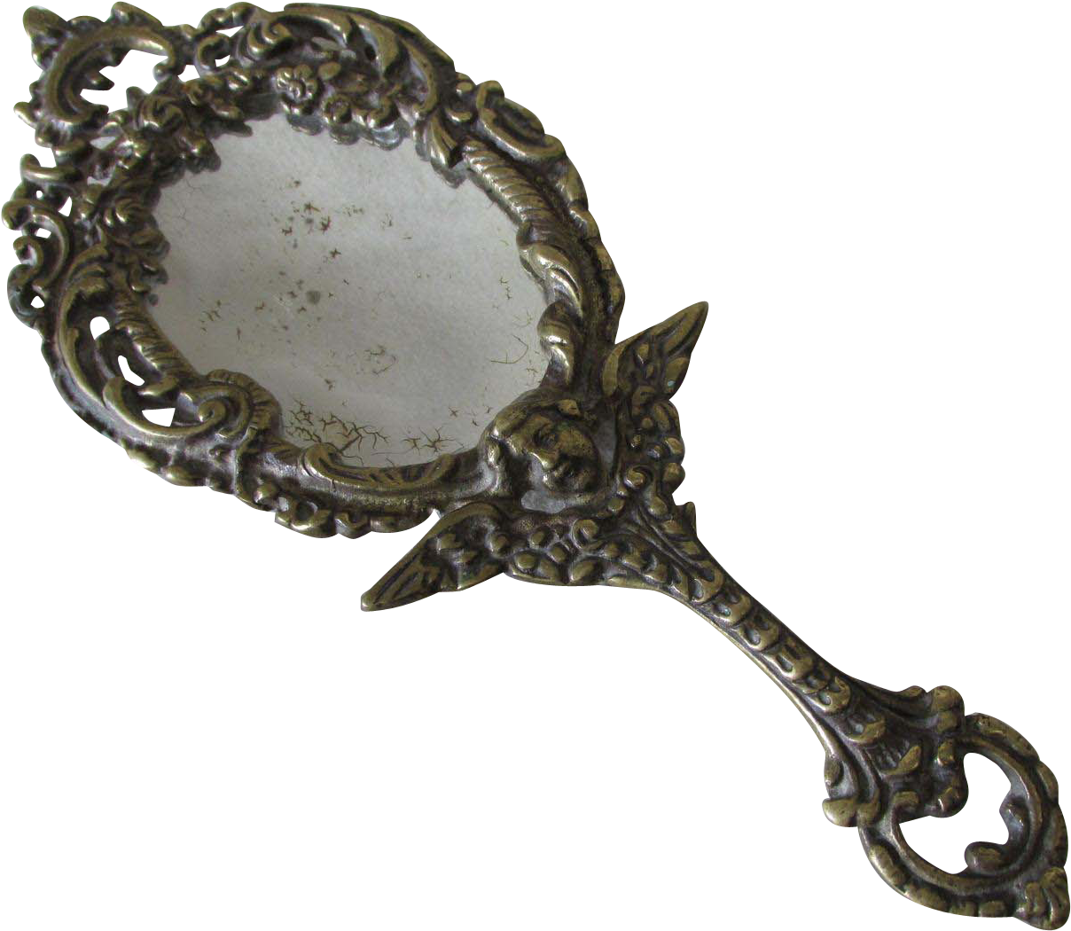 Art Deco C1920 Brass Perfume Tray, Figural Hand Mirror - Mirror (1207x1207), Png Download