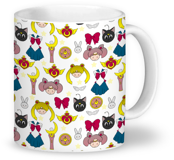 Download Caneca Sailor Moon Pattern De Tatiana Gomesna Coffee Cup Png Image With No Background Pngkey Com