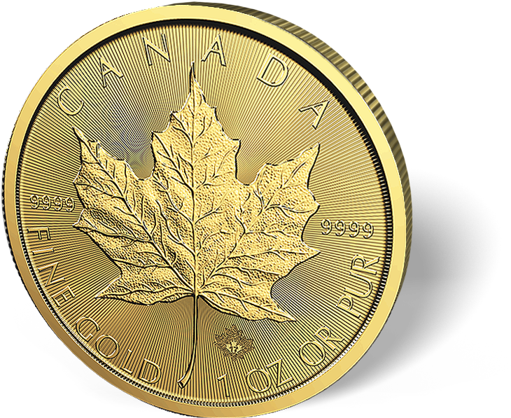 1 Oz Canadian Gold Maple Leaf Coins - Canadian Gold Maple Leaf (800x650), Png Download