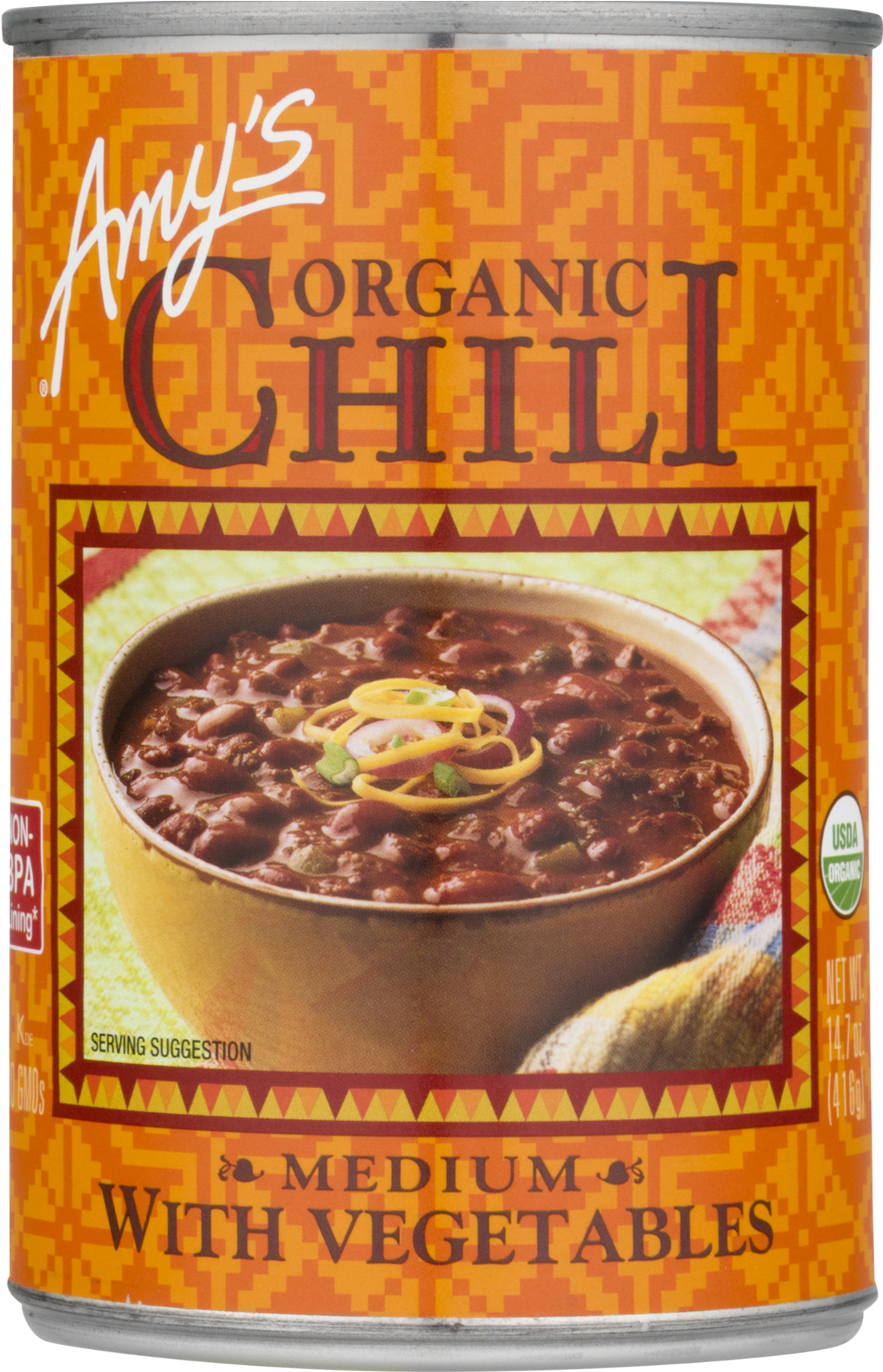 Amy's - Organic Chili Medium With Vegetables - 14.7 (1800x1800), Png Download