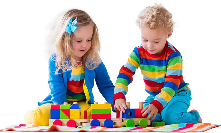 » Met Bixo Naar De Sterren Bixo - Children Playing With Wooden Train (876x500), Png Download