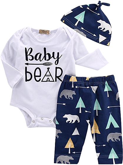 Quick View - Infant Baby 3pcs Outfits Long Sleeve Romper Tops +leggings (600x600), Png Download