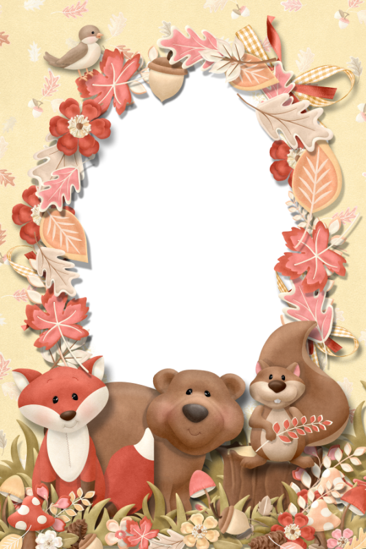 Autumn / Fall Woodland Animals - Woodland Borders And Frames (533x800), Png Download