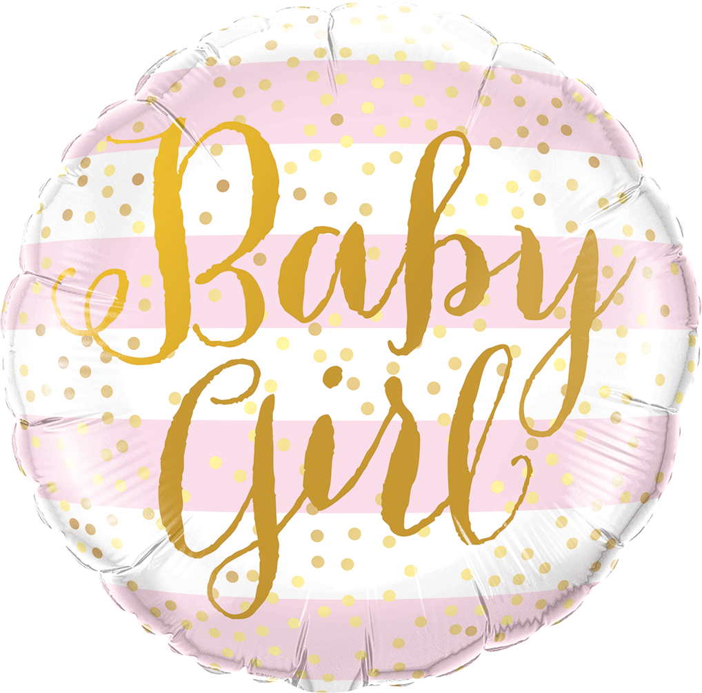 Baby Girl Pink Stripes Foil Balloon - Balloon (1018x1006), Png Download