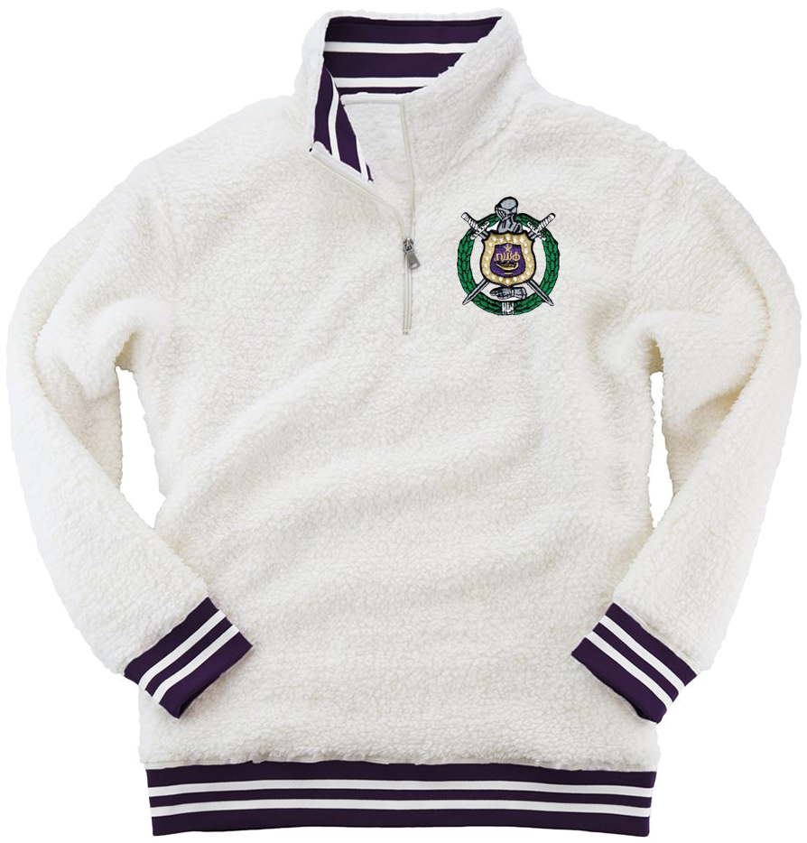 Omega Psi Phi Embroidered Sherpa Fleece Quarter-zip - Letters Greek Apparel (1024x1024), Png Download