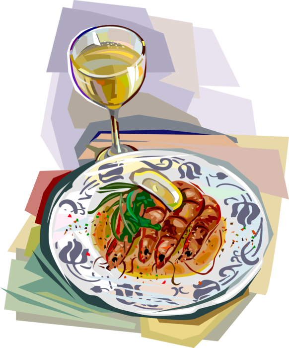 Vector Illustration Of Langostino Prawn Shrimp Seafood - Fast Food (582x700), Png Download