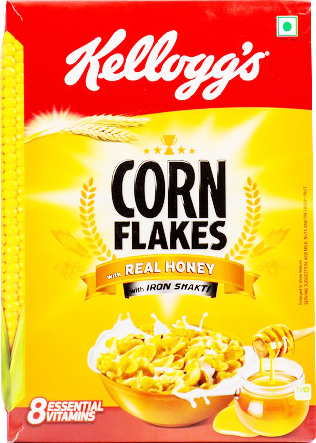 Kellogg's Cereal Corn Flakes Real Honey 300gm - Kellogg's Corn Flakes Original (1000x1000), Png Download