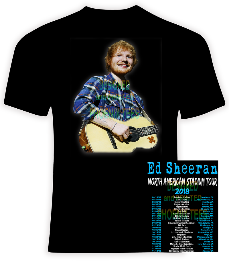 Ed Sheeran 2018 North American Stadium Concert T Shirt - Ed Sheeran For Easy Guitar (800x914), Png Download