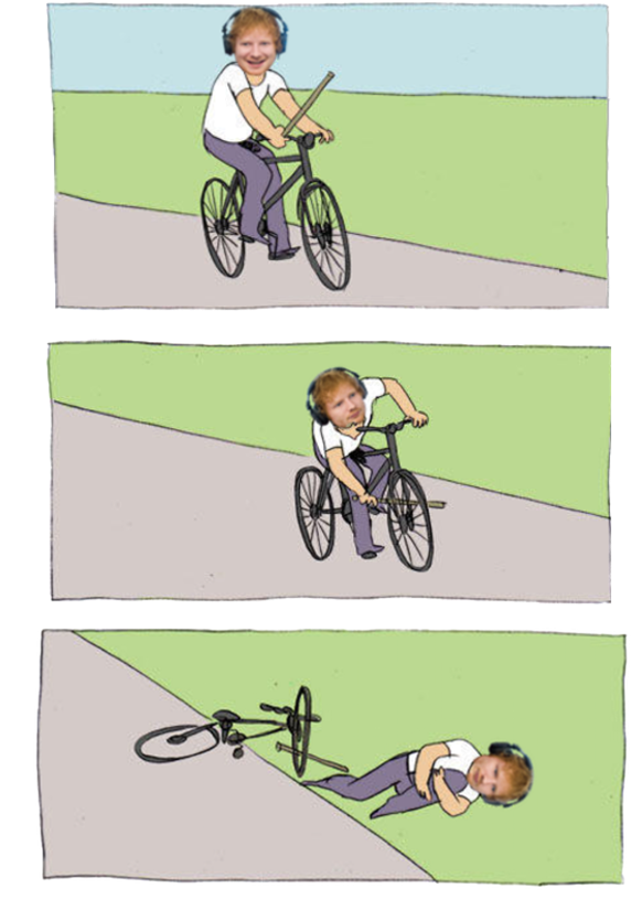 Oct 18 Ed Sheeran Throws Himself From Bicycle After (600x850), Png Download