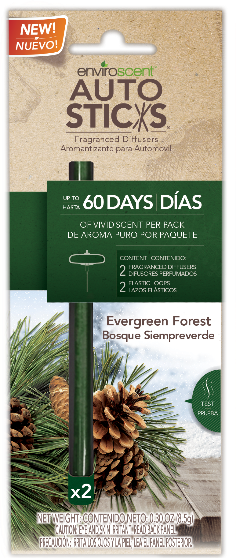 Enviroscent 01125-036 Evergreen Forest Autosticks Car - Enviroscent Auto Sticks Air Freshener - Seaside Coconut (2100x2100), Png Download