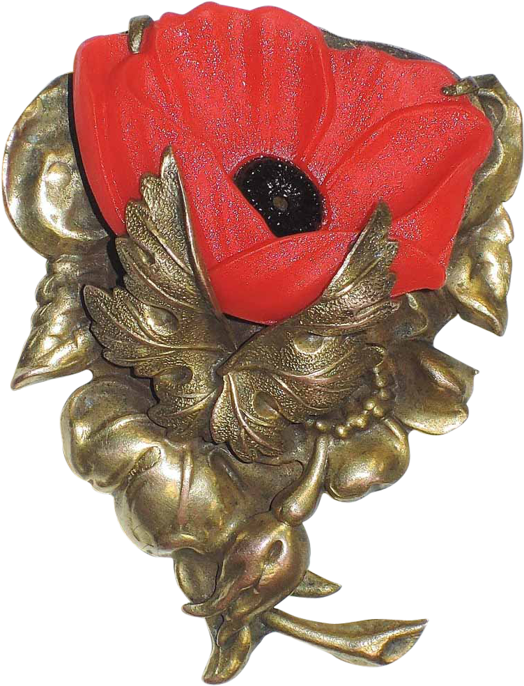 Remembrance Poppy Flower Dress Clip ~ Art Deco 1930'sto (984x984), Png Download