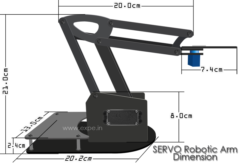 Laser Cut Acrylic - Dimensions Of Robotic Arm (800x546), Png Download