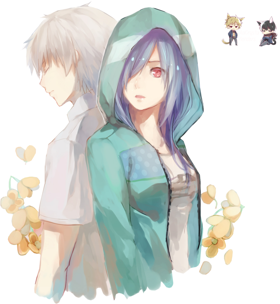 Tokyo Ghoul Kaneki And Touka Render By Kukinima-d8qappt (1024x1022), Png Download