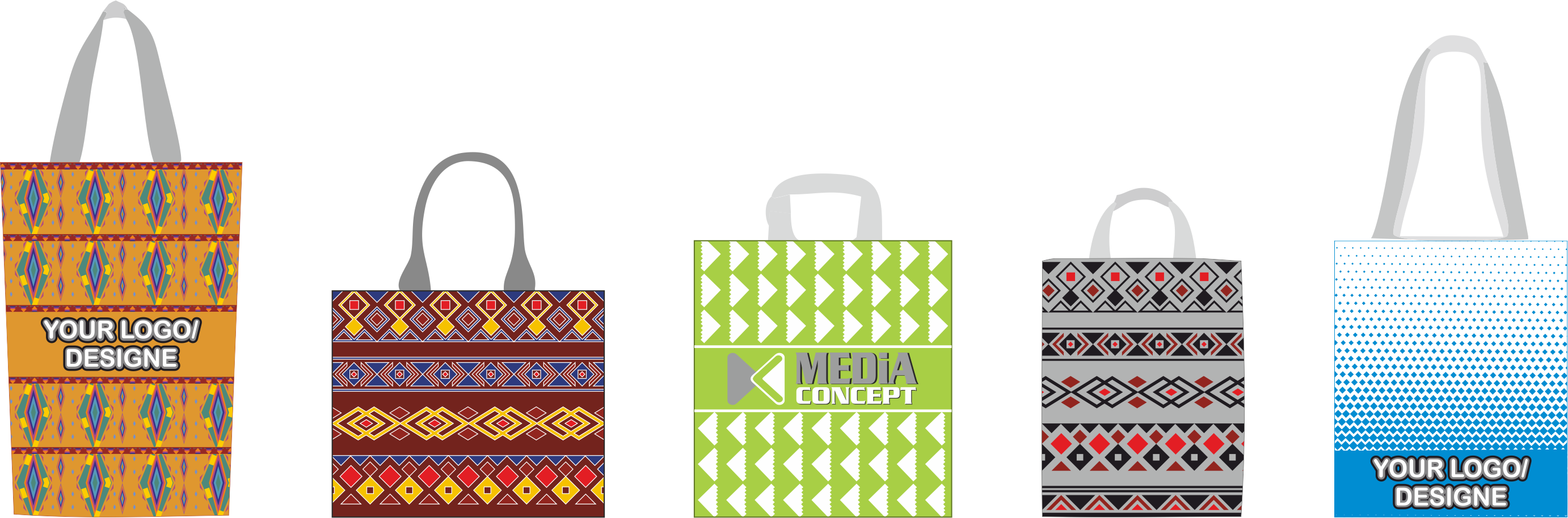 Printed Bags - Tote Bag (2764x914), Png Download