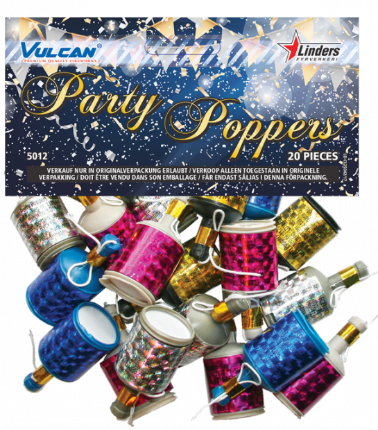 Party Poppers Goud & Zilver 20 Stuks - Linders Fyrverkeri (545x620), Png Download
