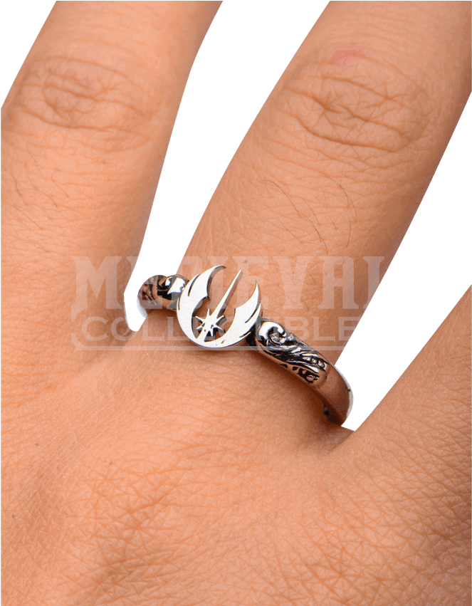 Jedi Order Scrollwork Petite Ring - Women's Stainless Steel Star Wars Jedi Cut Out Ring (850x850), Png Download